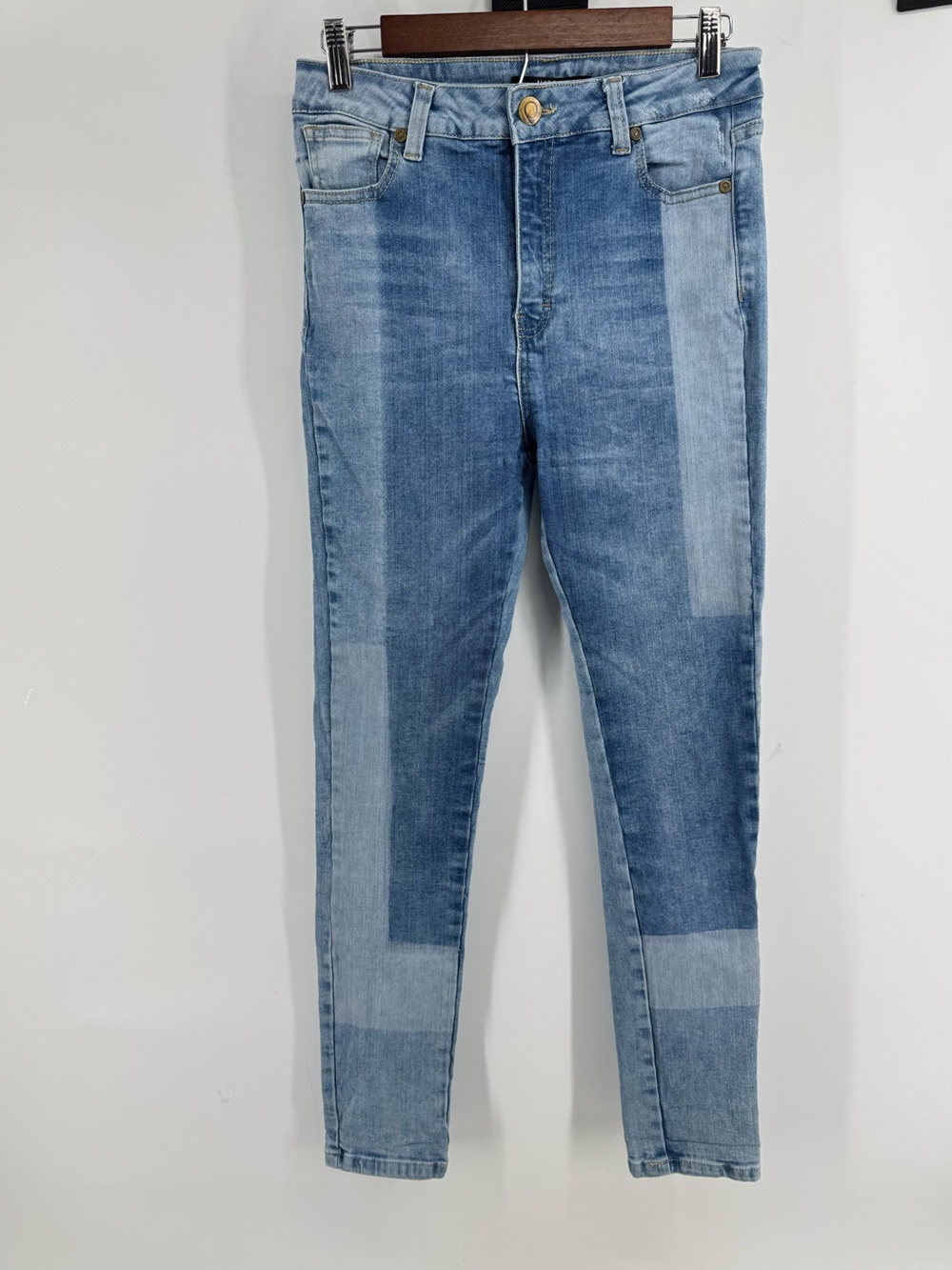 Marquise Hi-Rise Women's Two-Tone Patchwork Jeans - Blue Women's Size 8 Waist 32